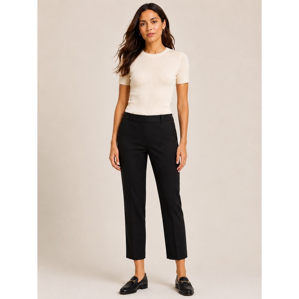 J.Crew Women Minnie Pants Size 6 Black Stretch Wool Cropped Side Zip Workwear